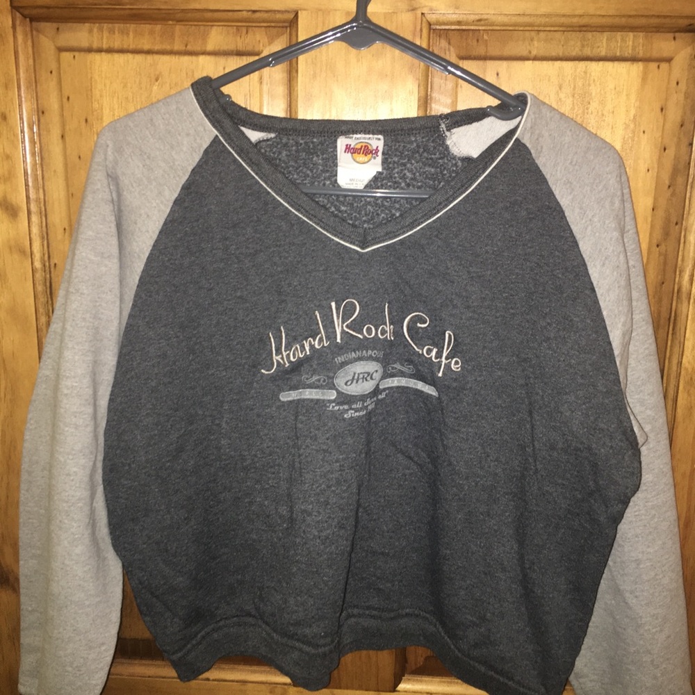 Grey long sleeve mid crop top shirt
